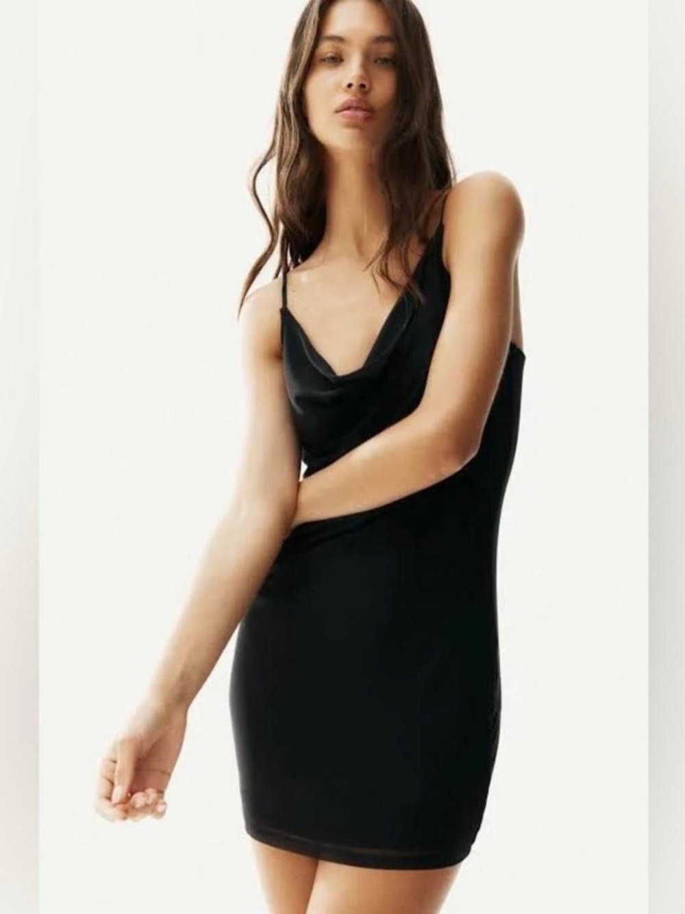 Classic Black Mini Slip Dress with Spaghetti Straps
